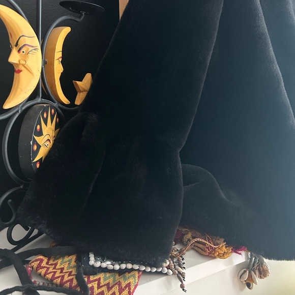 Pizazz Vintage Luxurious Black Faux Fur Pea Coat M - Picture 6 of 16